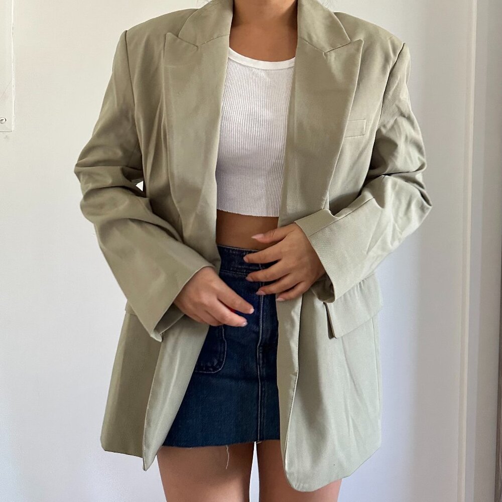 Oversized Olive Green Blazer Jacket Size XS